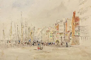 Cox David Prints: A Quay in Northern France, 1826. Creator: Unknown