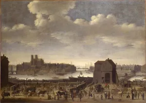 Tournelle Bridge Prints: The quay and the Pont de la Tournelle, around 1646. Creator: Theodor Matham