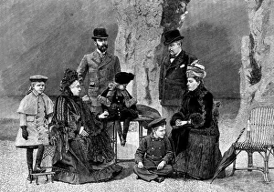 Grandchild Prints: The Queen at Aix-Les-Bains: the Royal Family at the entrance of the Grotto