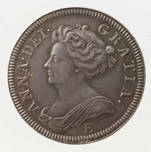 Anne Queen Of Great Britain And Ireland Gallery: Queen Anne proof shilling, 1707. Creator: John Croker