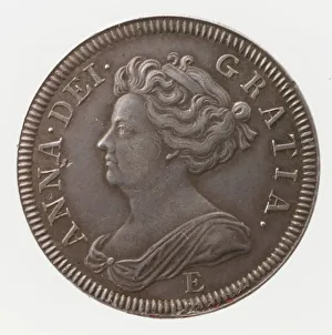 Anne Queen Of Great Britain And Ireland Gallery: Queen Anne proof shilling, 1707. Creator: John Croker