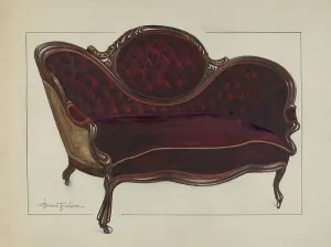 Truelson Florence Prints: Queen Anne Settee, c. 1937. Creator: Florence Truelson
