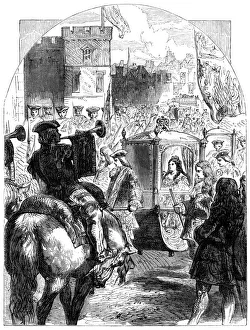 Queen Annes (1665-1714) final journey to Parliament House, c1714