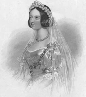 Handmade Gallery: The Queen in her Bridal Dress, 1840. Creator: William Henry Mote