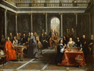 Queen Christina of Sweden, surrounded by his court. Artist: Dumesnil, Louis-Michel, the Younger (1680-1762)