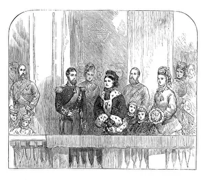 Saxe Coburg And Gotha Duke Of Prints: The Queen and Duke and Duchess of Edinburgh at the balcony at Buckingham Palace