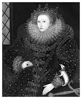 Elizabeth Tudor Collection: Queen Elizabeth, The Ermine Portrait, 1585, (1896). Artist: Nicholas Hilliard