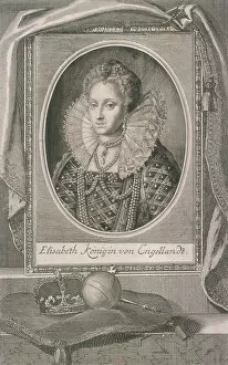 Insignia Collection: Queen Elizabeth I with crown and orb on a cushion, c1800