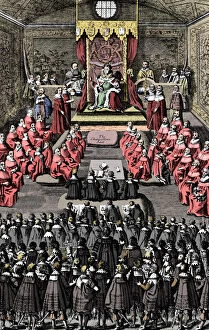 Queen Elizabeth I in Parliament, 16th century, (c1902-1905)