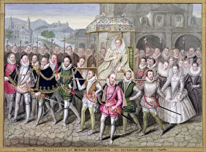 Sarah Gallery: Queen Elizabeth I in procession with her courtiers, c1600-1603 (1825). Artist: Sarah