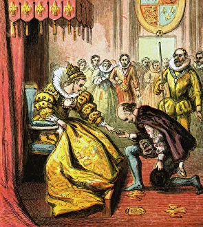 Images Dated 2nd August 2006: Queen Elizabeth And Shakespeare, 16th century, (c1850)