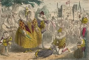 Queen Elizabeth and Sir Walter Raleigh, 1850. Artist: John Leech
