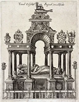 Queen Elizabeth Is tomb in the Henry VII Chapel, Westminster Abbey, London, c1680