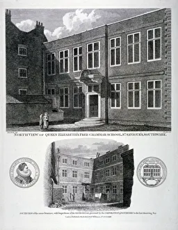 Robert Blemmell Prints: Queen Elizabeths Free Grammar School, St Saviours Churchyard, Southwark, London, 1815