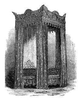 Queen Bess Prints: Queen Elizabeths State Bed, 1844. Creator: Unknown