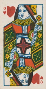 Sons And Company Prints: Queen of Hearts (red), from the Playing Cards series (N84) for Duke brand cigarettes