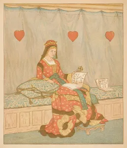 Cookery Prints: The Queen of Hearts, She made some Tarts, 1880. Creator: Randolph Caldecott
