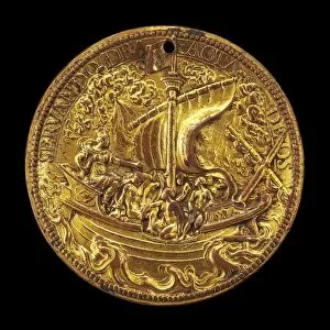 Commanding Gallery: The Queen at the Helm of a Ship in Stormy Seas [reverse], 1615. Creator: Abraham Dupre