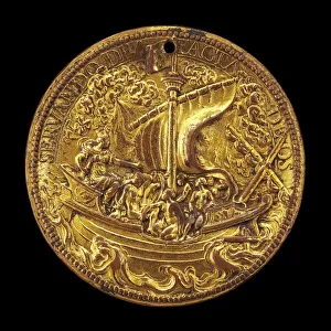 Commanding Prints: The Queen at the Helm of a Ship in Stormy Seas [reverse], 1615. Creator: Abraham Dupre