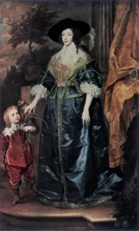 Queen Henrietta Maria and her dwarf Sir Jeffrey Hudson, c1633, (1927). Artist: Anthony van Dyck Queen Henrietta Maria and her dwarf Sir Jeffrey Hudson, c1633, (1927). Artist: Anthony van Dyck