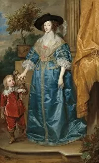 Anthony Van Dyke Gallery: Queen Henrietta Maria with Sir Jeffrey Hudson, 1633. Creator: Anthony van Dyck