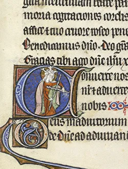 Queen holding a cross, c1290-1300. Creator: Unknown