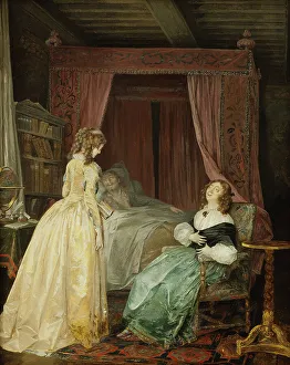 Sickbed Prints: Queen Kristina of Sweden Visiting Professor Saumaise, 1794. Creator: Nicolas Lavreince