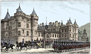 Wilson Collection: The queen leaving Holyrood Palace, Edinburgh, 1886, (1900)