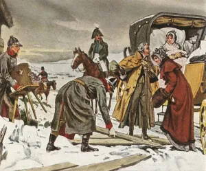 Hardship Collection: Queen Louise on the flight to Memel, 5 January 1807, (1936). Creator: Unknown