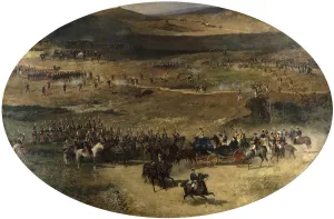 Mari 1838 1874 Prints: Queen Maria Christina Reviewing the Troops, 1866-1867. Artist: Fortuny, Maria (1838-1874)