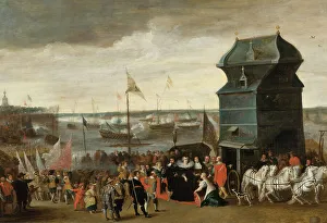 Disembarkation Prints: Queen Marie de Medici Disembarking in Antwerp. Creators: Matheus Vroom, Unknown