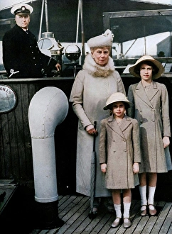 Grandchild Prints: Queen Mary with her granddaughters, 1930s, (1951). Creator: Unknown