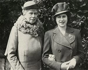 Queen Elizabeth Ii Collection: Queen Mary with Princess Elizabeth, April 1944, (1951). Creator: Unknown