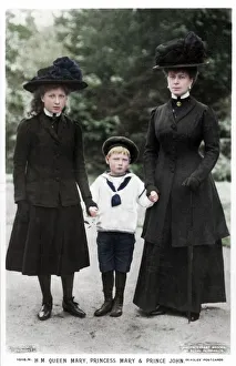 Queen Mary, Princess Mary and Prince John, 1910s. Artist: Ernest Brooks