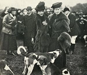 Sniffing Gallery: Queen Mary and Queen Alexandra at a meeting of the West Norfolk Hunt in 1920, (1951)