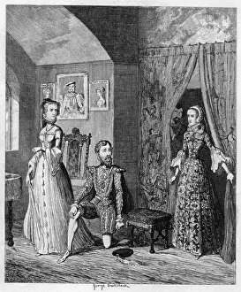 Mary I Prints: Queen Mary surprising Courtenay and the Princess Elizabeth