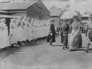 Nurses Prints: Queen Mary visits ambulance corps, 6 Jul 1917. Creator: Bain News Service