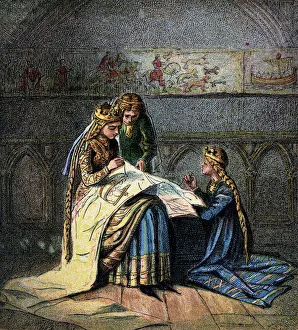 'Queen Matilda And Her Tapestry', (c1850). Artist: Unknown 'Queen Matilda And Her Tapestry', (c1850). Artist: Unknown