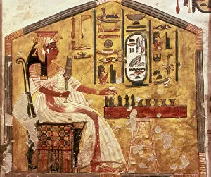 Egyptian Art Gallery: Queen Nefertari Playing Senet. The tomb of Nefertari, the Wife of Pharaoh Ramesses II