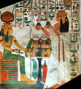 Pharaoh Prints: Queen Nefertari presenting offerings to the goddess Hathor