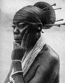 Hammerton Collection: Queen Nenzima of the Mangbetu, Belgian Congo (Congo Republic), 1922. Artist: H Lang