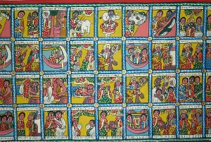 East African Prints: Queen of Sheba and King Solomon conceiving King Menelik I, 20th Century. Creator: Unknown