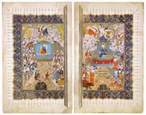 Solomon Collection: The Queen of Sheba and King Solomon (Manuscript illumination from the epic Shahname by Ferdowsi)