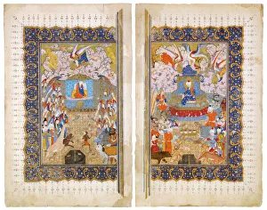 Visit Prints: The Queen of Sheba and King Solomon (Manuscript illumination from the epic Shahname by Ferdowsi)