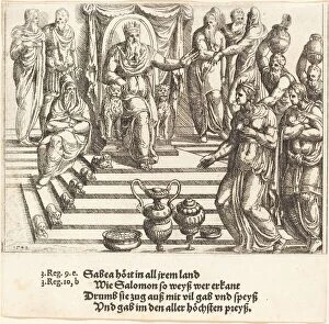 Solomon Collection: Queen of Shebas Visit to Solomon, 1548. Creator: Augustin Hirschvogel
