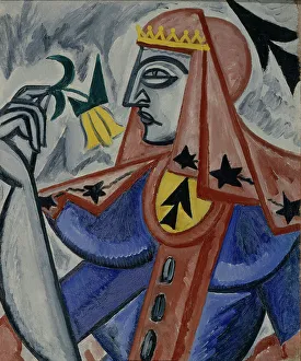 Gamblers Prints: Queen of spades, 1913-1914. Artist: Rozanova, Olga Vladimirovna (1886-1918)