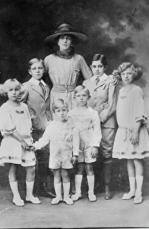 Bourbon De Alfonso Prints: Queen of Spain & children, between c1915 and c1920. Creator: Bain News Service