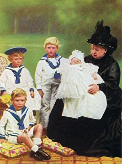 Jackson Prints: Queen Victoria (1819-1901) pictured with some of her great-grandchildren