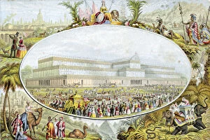 Queen Victoria arriving to open the Great Exhibition at the Crystal Palace, London, 1851. Artist: Le Blond