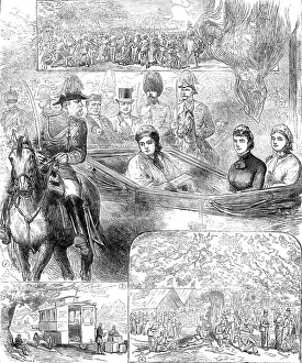 Prince George Prints: Queen Victoria at the Great Volunteer Review in Windsor Park, 1881. Creator: Unknown